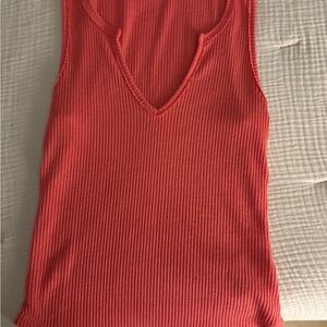 Project Social T Hot Pink/Coral Ribbed Tank Top